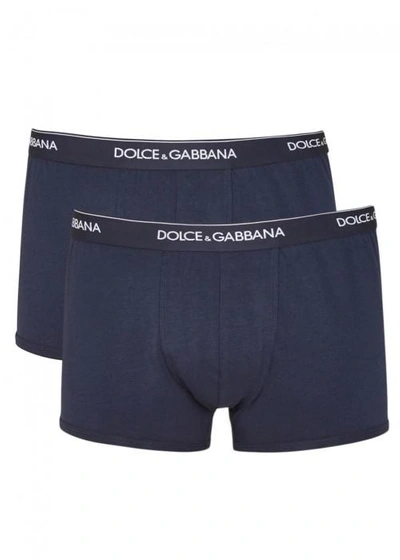 Shop Dolce & Gabbana Navy Boxer Briefs - Set Of Two