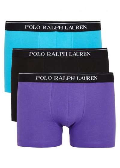 Shop Polo Ralph Lauren Classic Stretch Cotton Boxer Briefs - Set Of Three In Purple