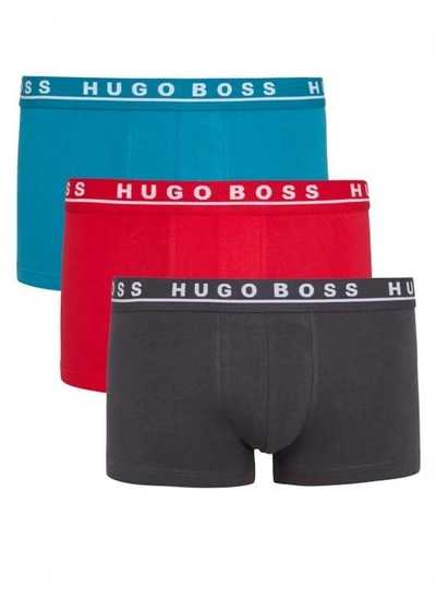 Shop Hugo Boss Stretch Cotton Boxer Briefs - Set Of Three In Multicoloured