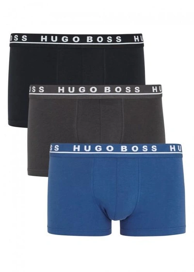 Shop Hugo Boss Stretch Cotton Boxer Briefs - Set Of Three In Blue