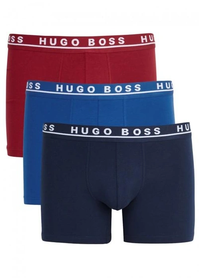 Shop Hugo Boss Stretch Cotton Boxer Briefs - Set Of Three In Red