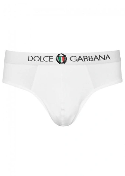 Shop Dolce & Gabbana White Stretch Cotton Briefs
