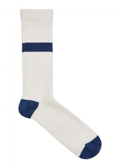 Shop Norse Projects Bjarki Ribbed Cotton Blend Socks In White
