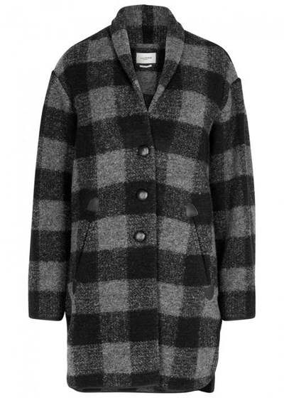 Shop Isabel Marant Étoile Gino Checked Wool Blend Coat In Grey