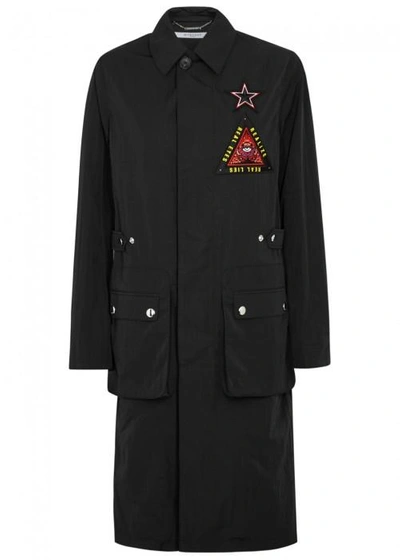 Shop Givenchy Black Appliquéd Shell Trench Coat