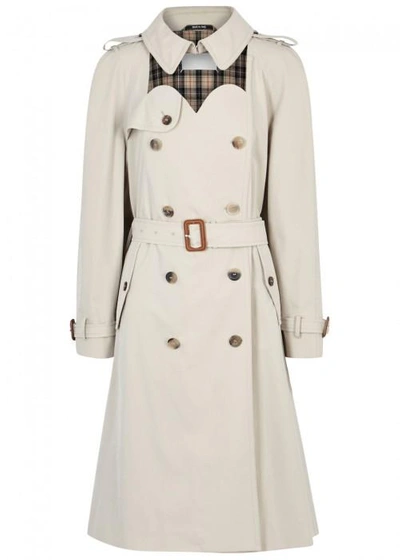 Shop Maison Margiela Stone Cut-out Cotton Trench Coat In Camel