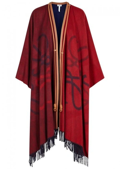 Shop Loewe Bordeaux Wool And Cashmere Blend Cape In Red