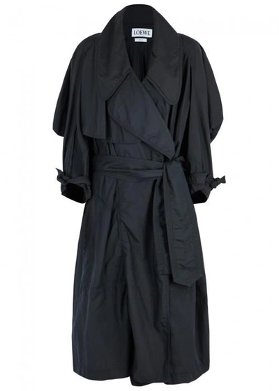 Shop Loewe Oversized Cotton Trench Coat In Navy