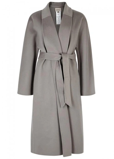 Shop Armani Collezioni Grey Belted Cashmere Coat