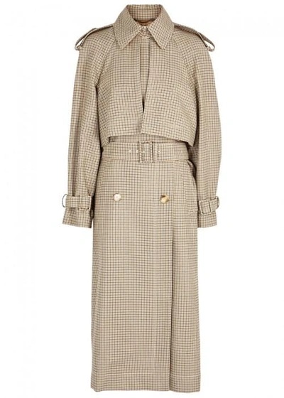 Shop Stella Mccartney Cecile Prince Of Wales-checked Trench Coat In Beige