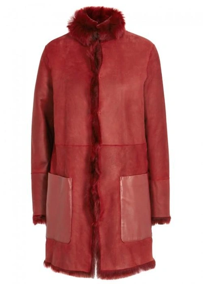 Shop Belstaff Toscana Reversible Shearling Coat In Dark Red