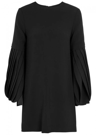 Shop Brandon Maxwell Black Pleated-sleeve Dress