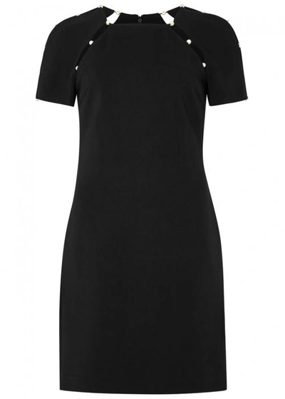 Shop Alice And Olivia Christiana Faux Peal-embellished Mini Dress In Black