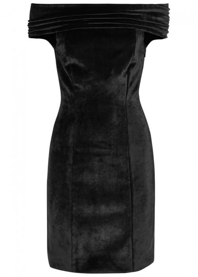 Shop Galvan Black Off-the-shoulder Velvet Dress