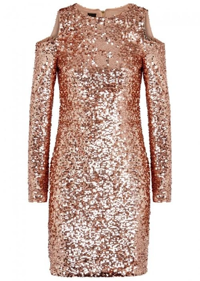 Shop Pinko Rose Gold Sequinned Dress