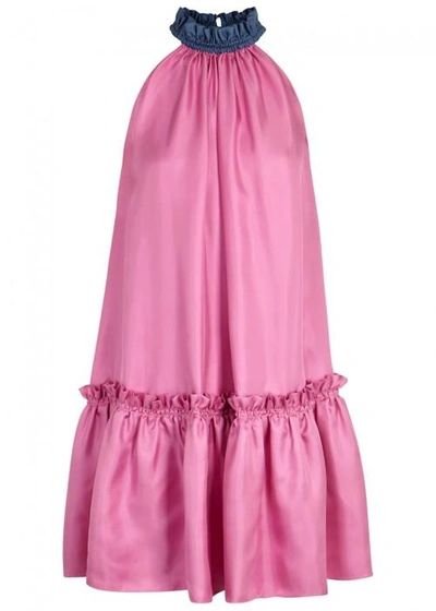 Shop Roksanda Elva Two-tone Silk Twill Dress In Pink