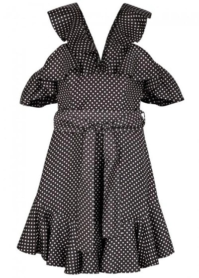 Shop Zimmermann Painted Heart Polka-dot Georgette Dress In Charcoal