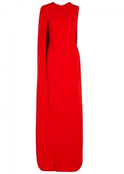 Shop Stella Mccartney Cecilia Bright Red Cape-effect Gown In Orange