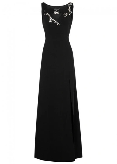 Shop Boutique Moschino Black Crystal-embellished Gown