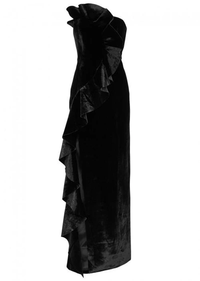 Shop Cinq À Sept Black Ruffled Velvet Gown