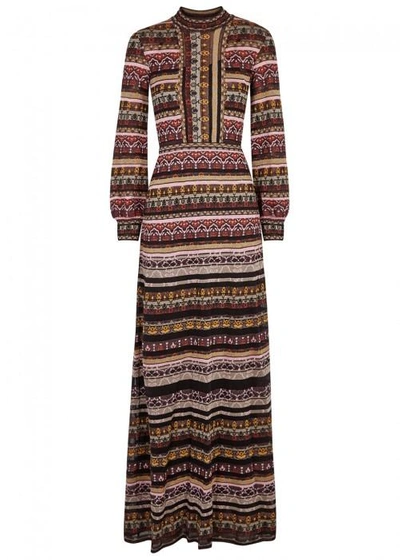 Shop M Missoni Striped Fine-knit Maxi Dress In Multicoloured