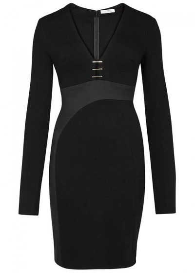 Shop Versace Black Piqué-panelled Jersey Dress