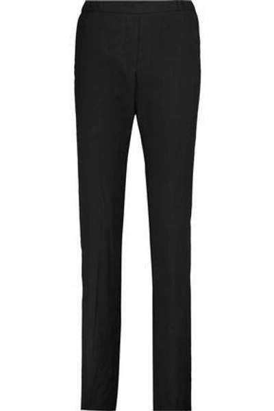 Shop Mm6 Maison Margiela Woman Wool-blend Twill Tapered Pants Black