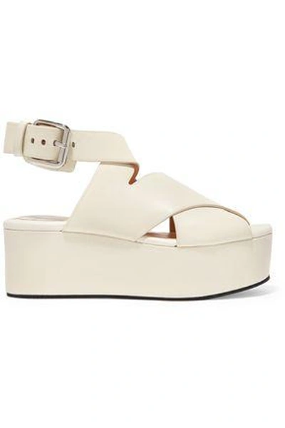 Shop Alexander Wang Rudy Leather Platform Sandals In White