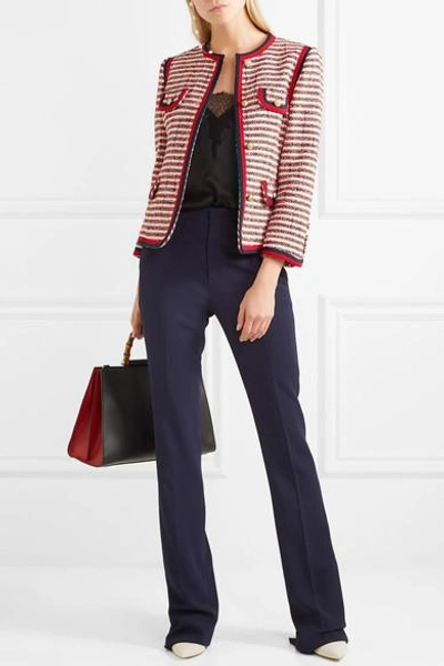 Gucci Embellished Cotton-blend Jacket In Gardenia/red/multi | ModeSens
