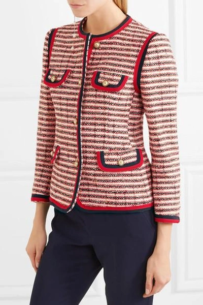 Shop Gucci Tweed Jacket In Red