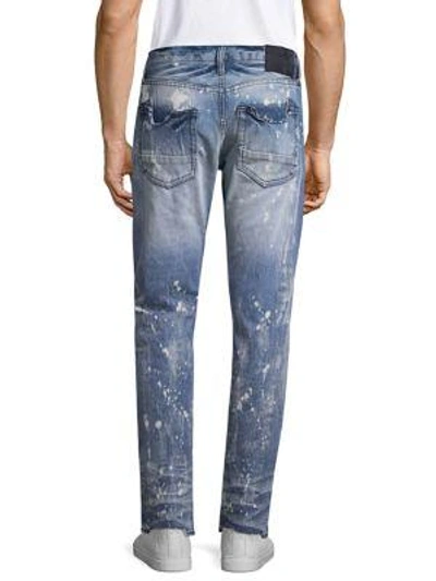 Shop Prps Splatter Distressed Slim Straight Jeans In Indigo