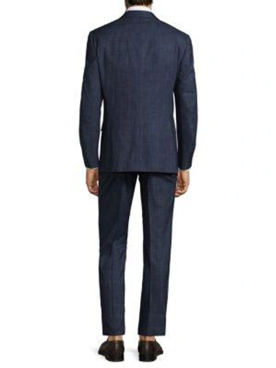 Shop Corneliani Regular-fit Scratch Plaid Wool Suit In Blue