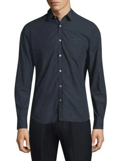Shop Officine Generale Cotton Button-front Shirt In Navy