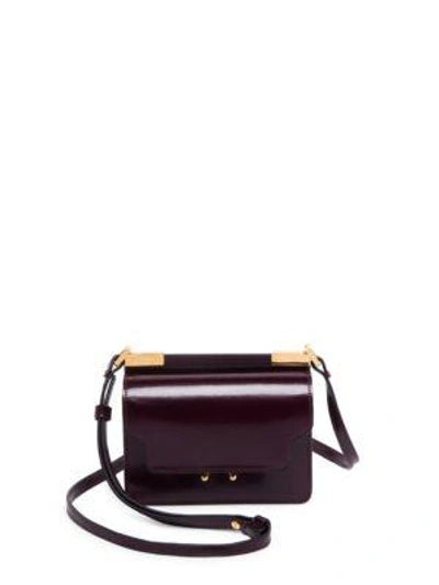 Shop Marni Micro Leather Trunk Crossbody In Wine