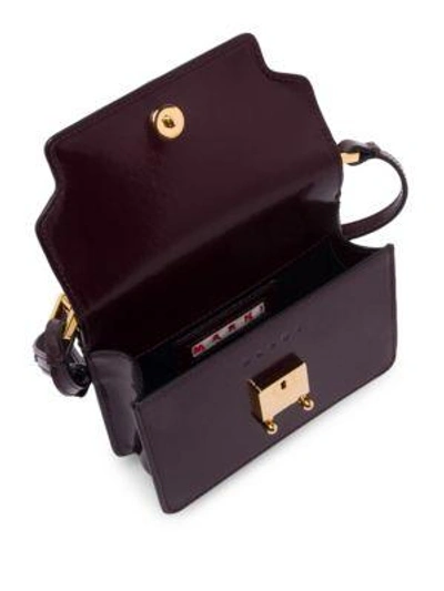 Shop Marni Micro Leather Trunk Crossbody In Wine