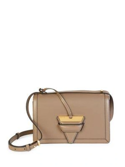 Shop Loewe Barcelona Leather Shoulder Bag In Dark Taupe