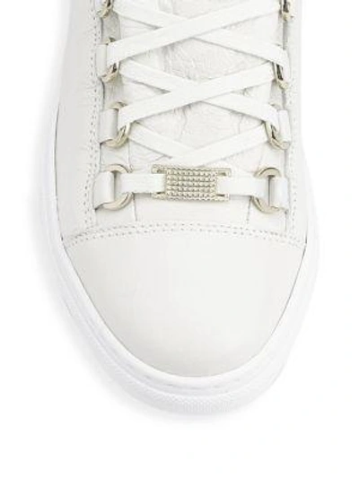Shop Balenciaga Arena Leather Lace-up Sneakers In White