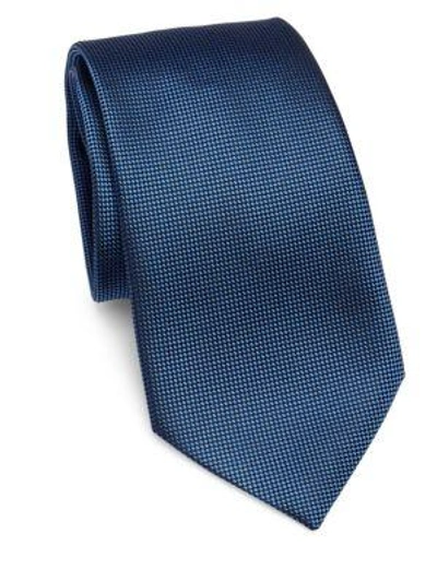 Shop Ermenegildo Zegna Silk Basketweave Tie In Blue