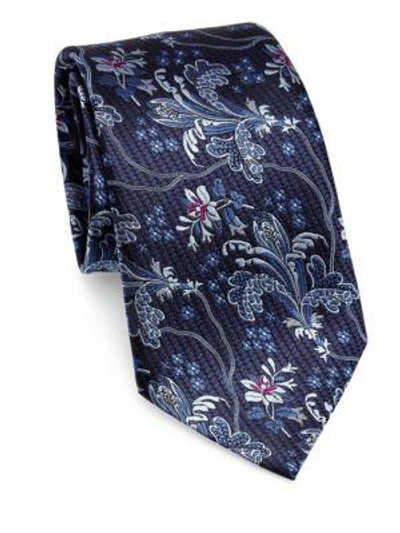 Shop Ermenegildo Zegna Silk Branch Paisley Tie In Navy