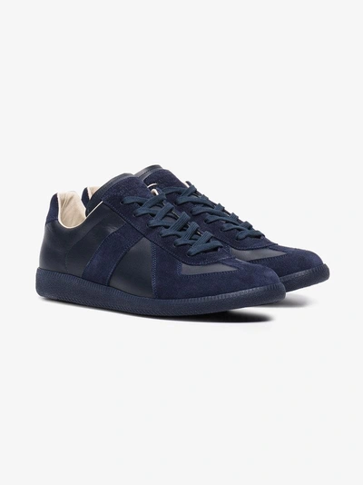 Shop Maison Margiela Blue Replica Low-top Sneakers