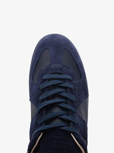 Shop Maison Margiela Blue Replica Low-top Sneakers