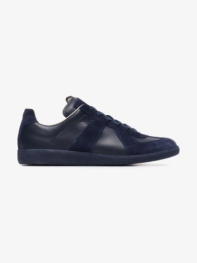 Shop Maison Margiela Blue Replica Low-top Sneakers