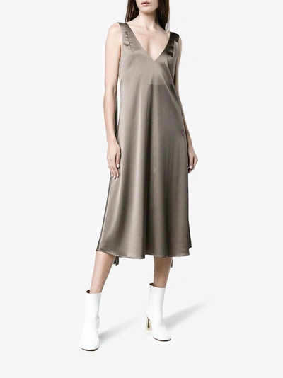 Shop Beaufille Satin Midi Dress In Metallic