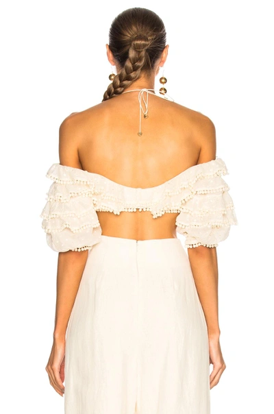 Shop Zimmermann Painted Heart Contour Bodice Top In Cream
