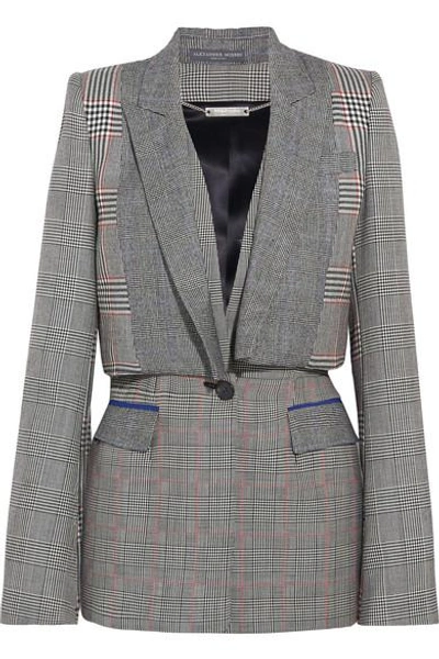 Shop Alexander Mcqueen Prince Of Wales Checked Wool Blazer In Gray