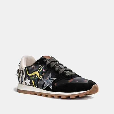 Shop Coach C125 Runner With Rexy Patches In Black/ivory