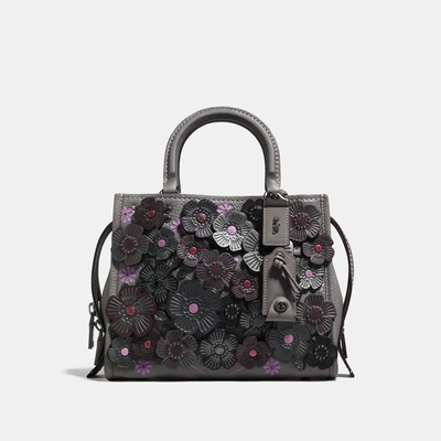 Shop Coach Rogue 25 With Tea Rose In Heather Grey/black Copper