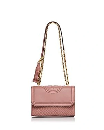 Shop Tory Burch Fleming Convertible Small Leather Shoulder Bag In Pink Magnolia/gold