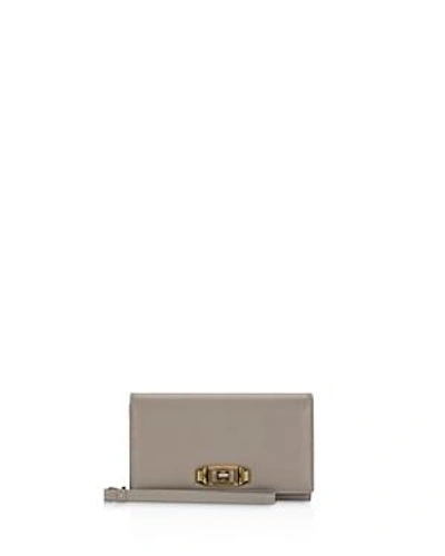 Shop Rebecca Minkoff Love Lock Iphone X Leather Wristlet In Taupe/gold