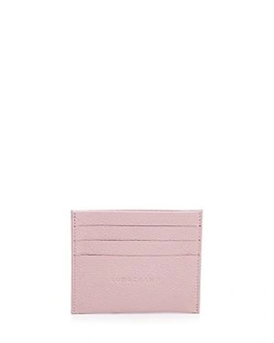 Shop Longchamp Le Foulonne Leather Card Case In Powder